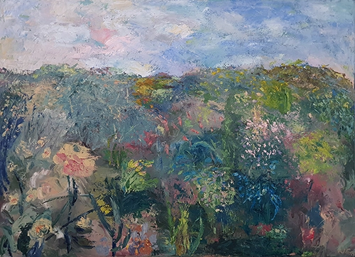 Monet's garden no.1 Oil on Linen, 75cm x 120cm ,Painted 12/2021