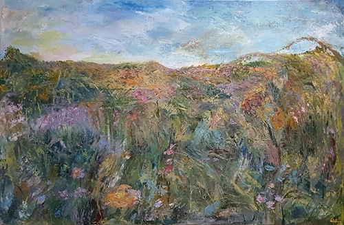 Monet's garden no.4 Oil on Linen, 75cm x 120cm ,Painted 12/2021